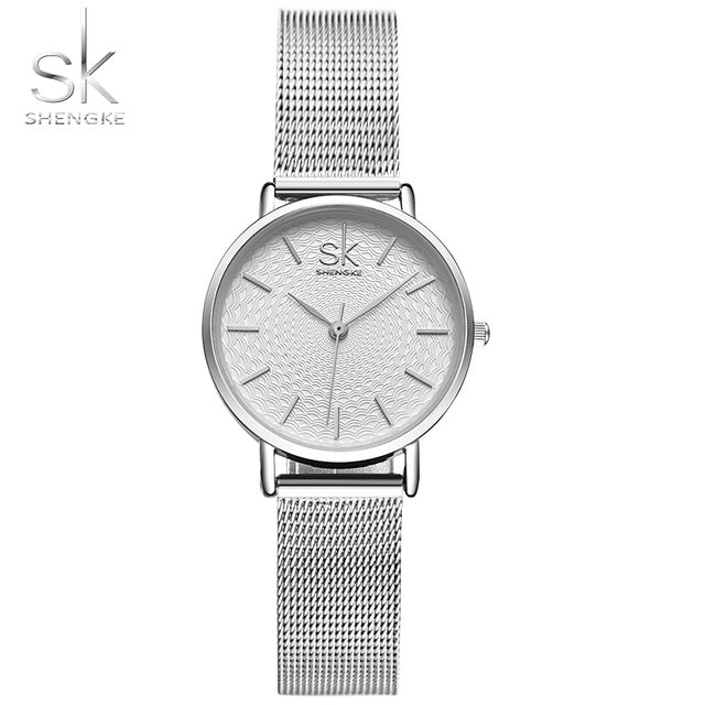 SK Super Slim Sliver Mesh Watches Women