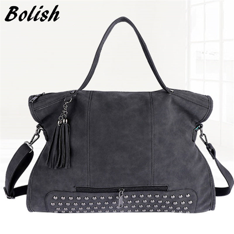 Bolish Rivet Vintage PU Leather Female Handbag