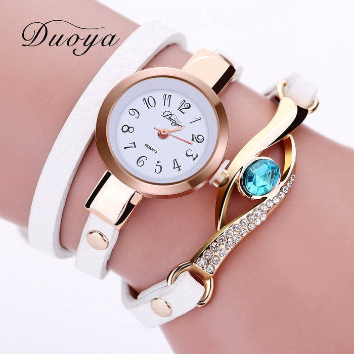 Duoya Women Luxury Gold Eye Gemstone Watch