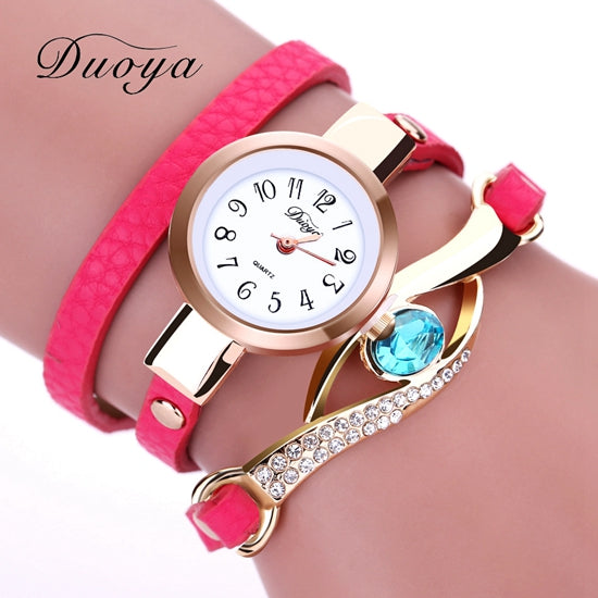 Duoya Women Luxury Gold Eye Gemstone Watch