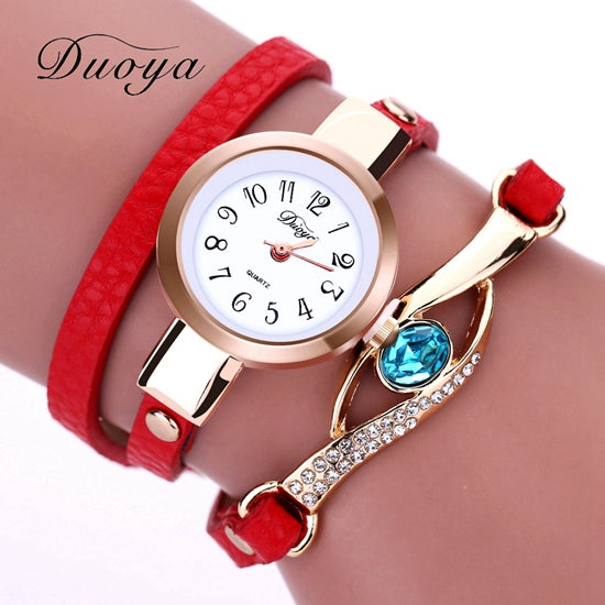 Duoya Women Luxury Gold Eye Gemstone Watch