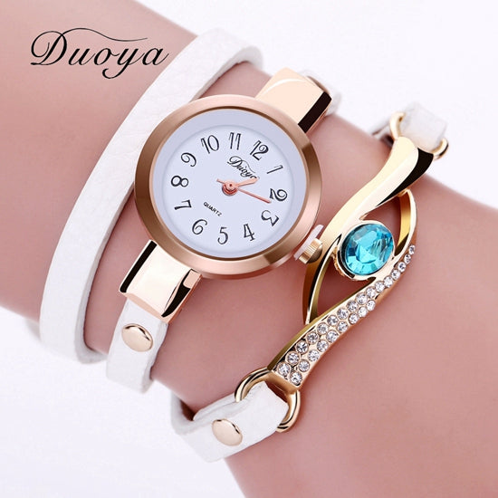 Duoya Women Luxury Gold Eye Gemstone Watch