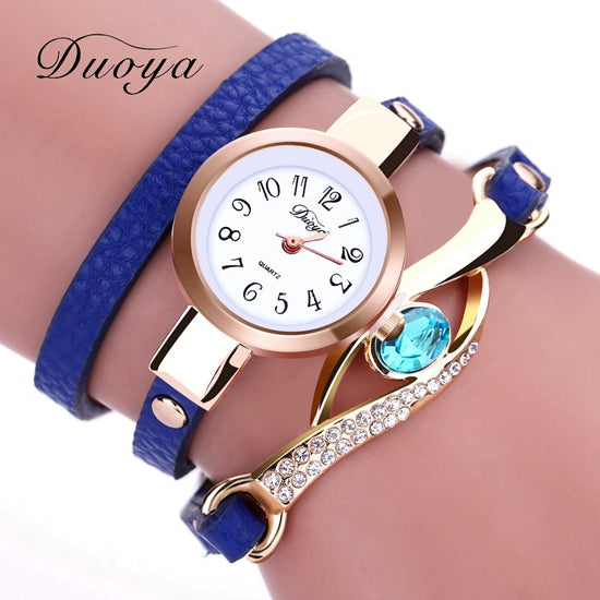 Duoya Women Luxury Gold Eye Gemstone Watch