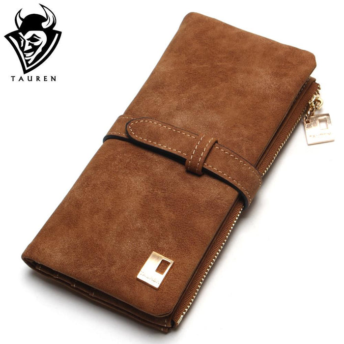 Nubuck Leather Zipper Wallet