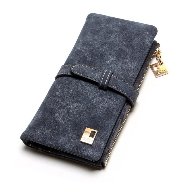 Nubuck Leather Zipper Wallet