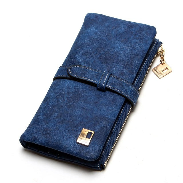 Nubuck Leather Zipper Wallet