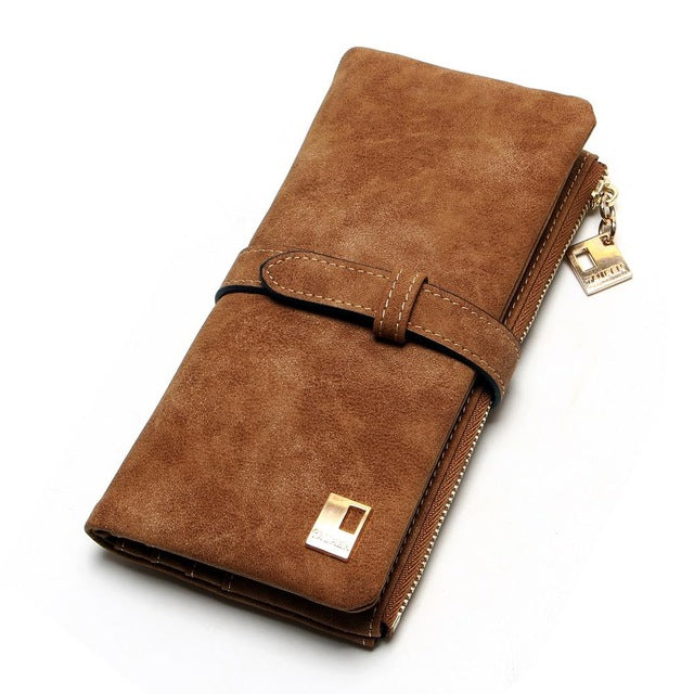 Nubuck Leather Zipper Wallet