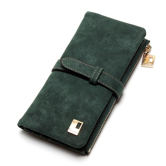 Nubuck Leather Zipper Wallet