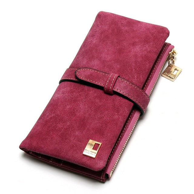 Nubuck Leather Zipper Wallet