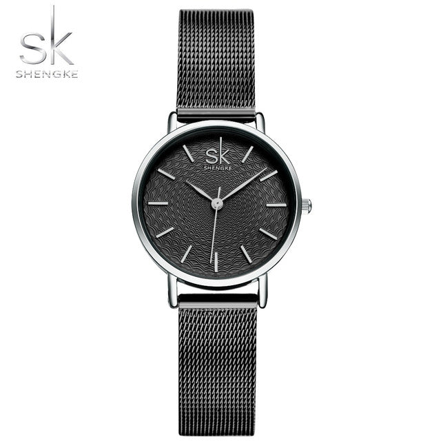 SK Super Slim Sliver Mesh Watches Women